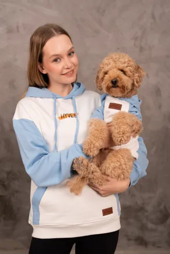 Dual Colour Hoodie (Ecru-Sky Blue)