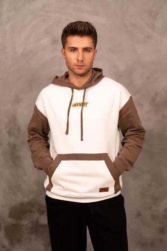 Dual Colour Hoodie (Ecru-Coffee)